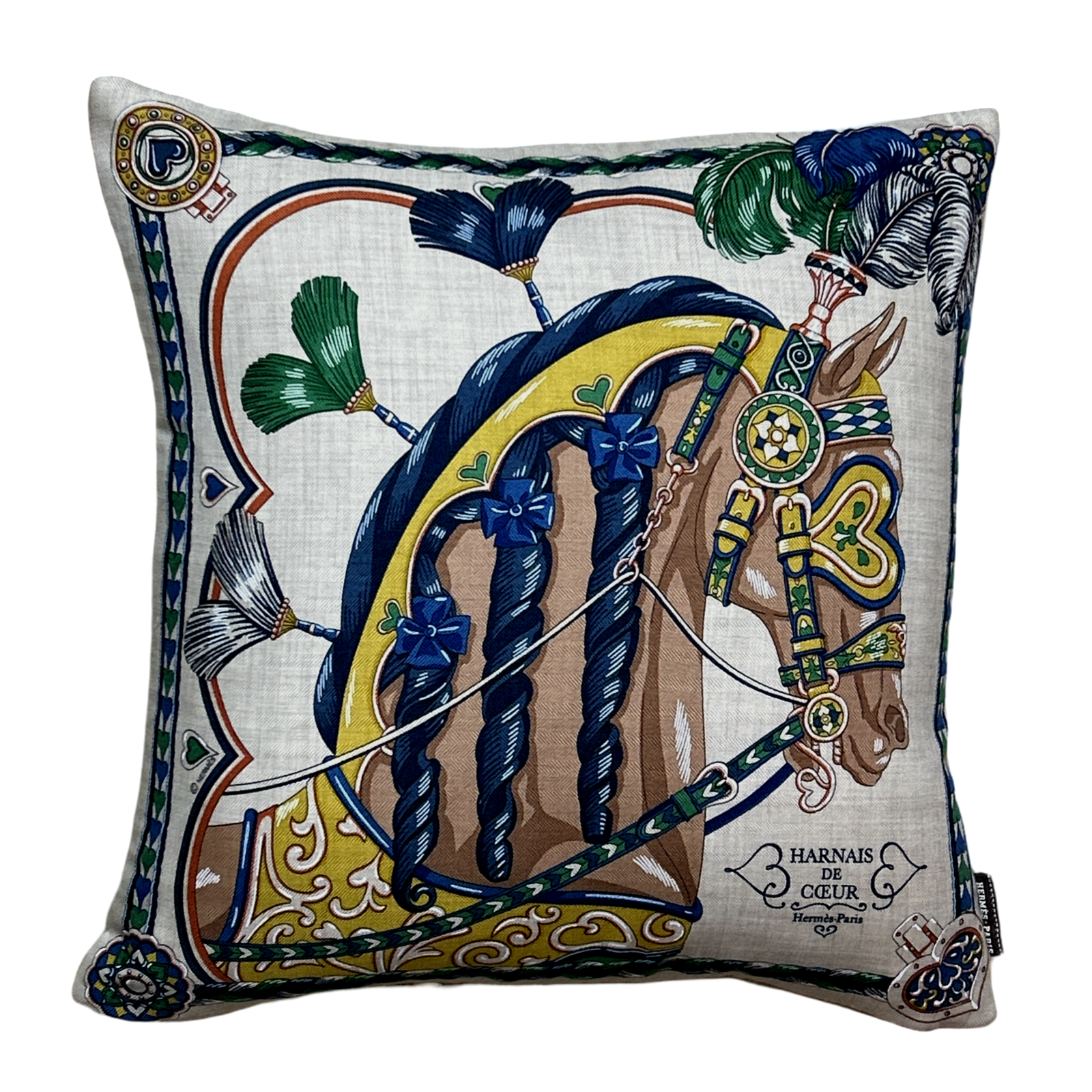 Hermes Harnais de Coeur Scarf Pillow at Vintage Luxe Up