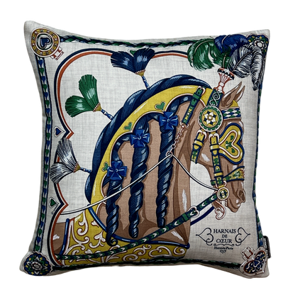 Hermes Harnais de Coeur Scarf Pillow at Vintage Luxe Up