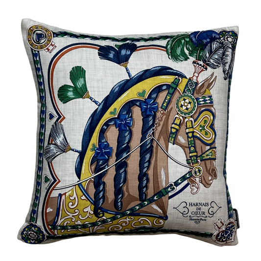 Hermes Harnais de Coeur Scarf Pillow at Vintage Luxe Up
