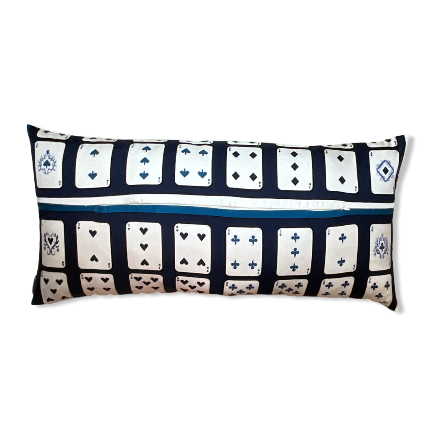 Jeu des Cartes Vintage Silk Scarf Lumbar Pillow 35"