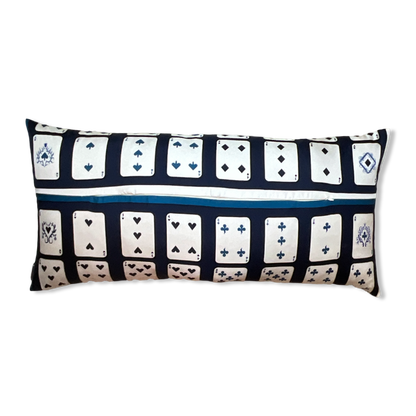 Jeu des Cartes Vintage Silk Scarf Lumbar Pillow 35"