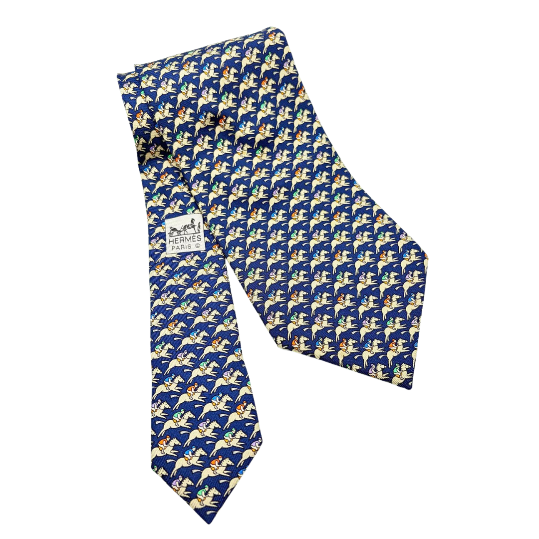 hermes jockey print necktie