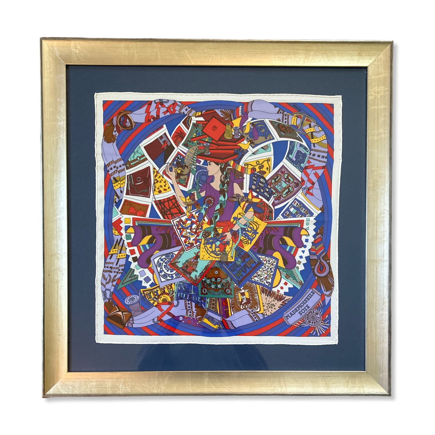 Mademoiselle Soie Vintage Framed Silk Scarf 24"