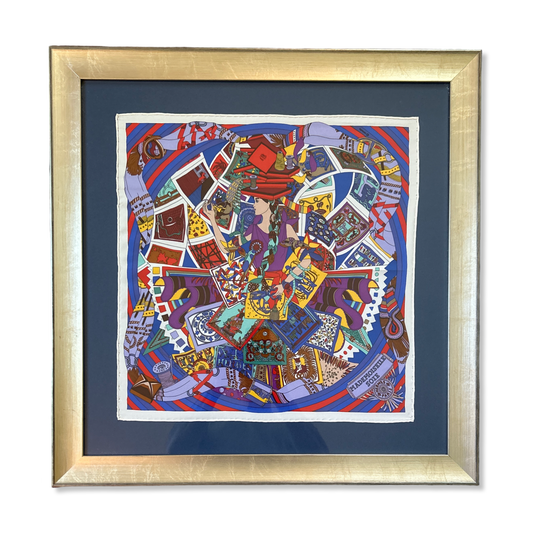 Mademoiselle Soie Vintage Framed Silk Scarf 24"