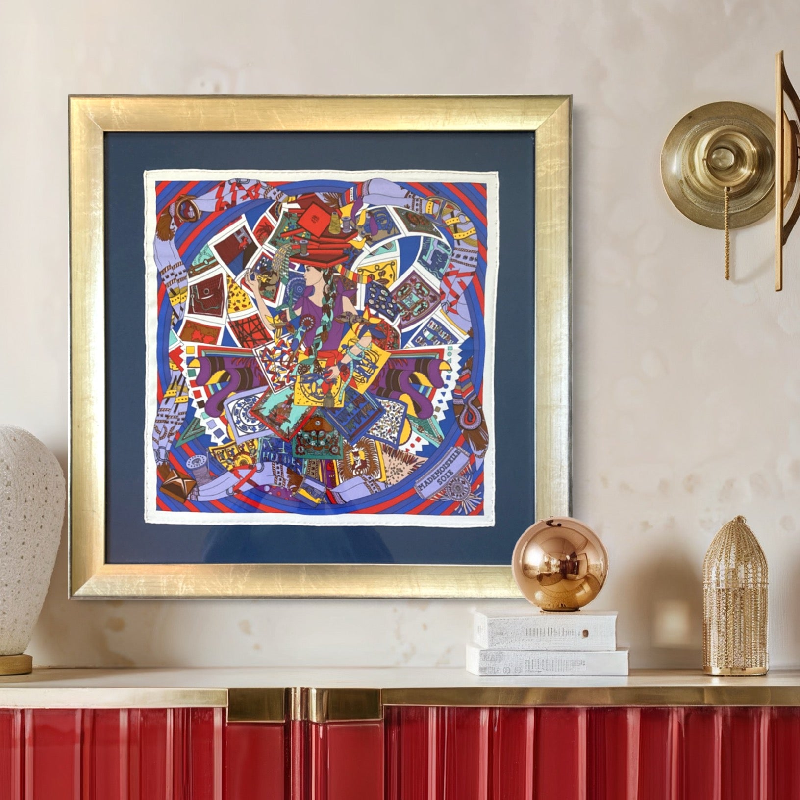hermes madame soie scarf | Framed Hermes Scarf at Vintage Luxe Up