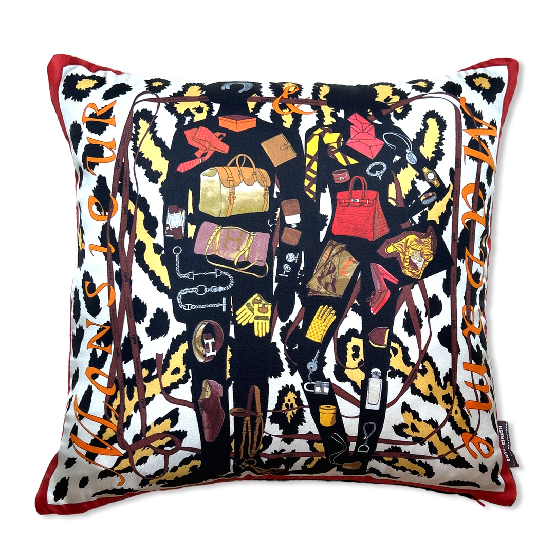 HERMES Monsieur et Madame Silk Scarf Pillow at VintageLuxeUp