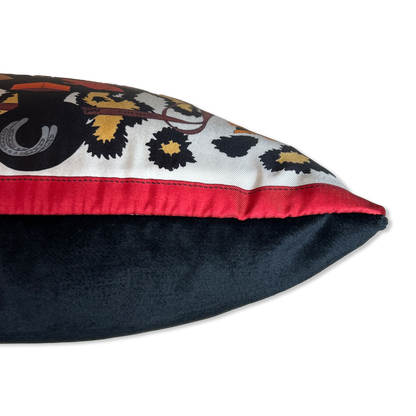 Monsieur et Madame Leopard Vintage Silk Scarf Pillow 17"