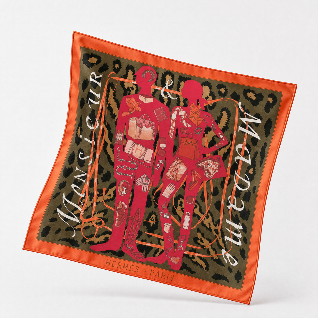 Hermes Monsieur et Madame Scarf | Framed Hermes Scarf at Vintage