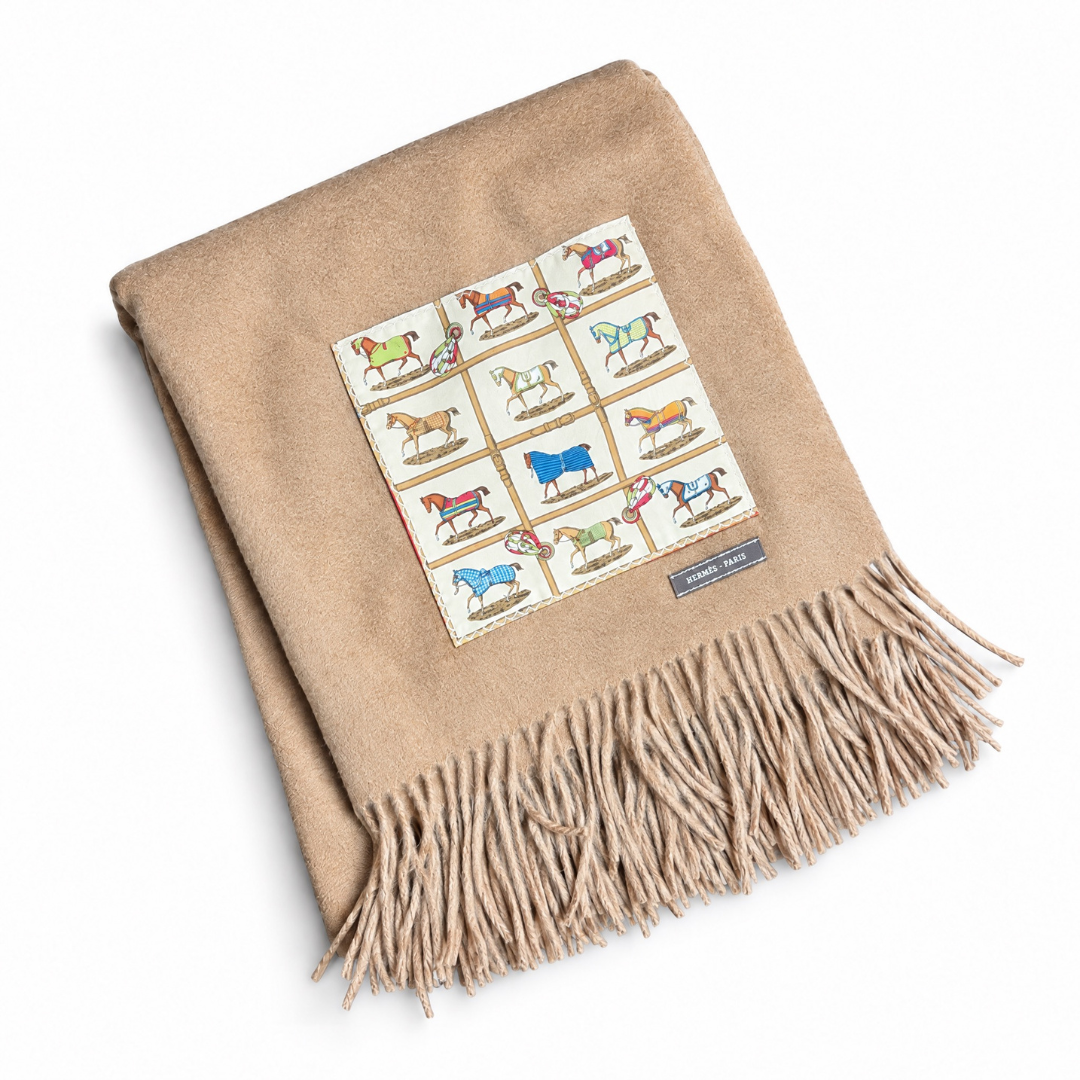 Hermès Petits Chevaux Silk & Cashmere Throw | Vintage Luxe Up