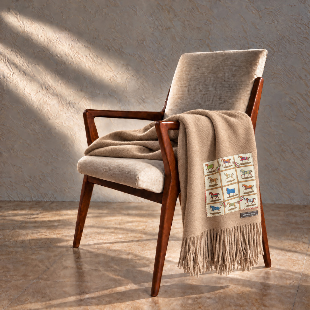Hermès Petits Chevaux Silk & Cashmere Throw | Vintage Luxe Up