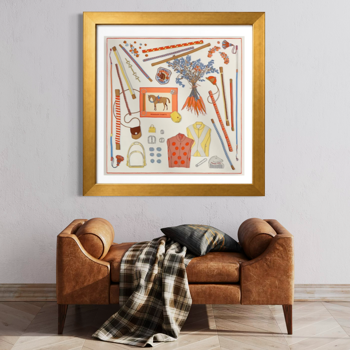 Hermes Promenade Coquette Framed Scarf 32"