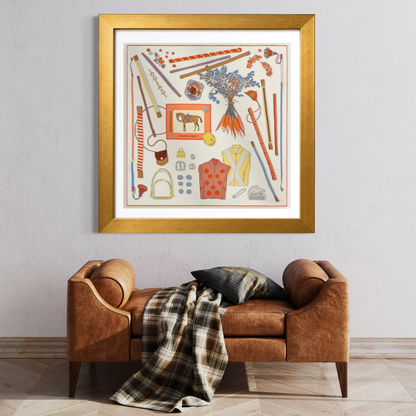 Hermes Promenade Coquette Framed Scarf 32"