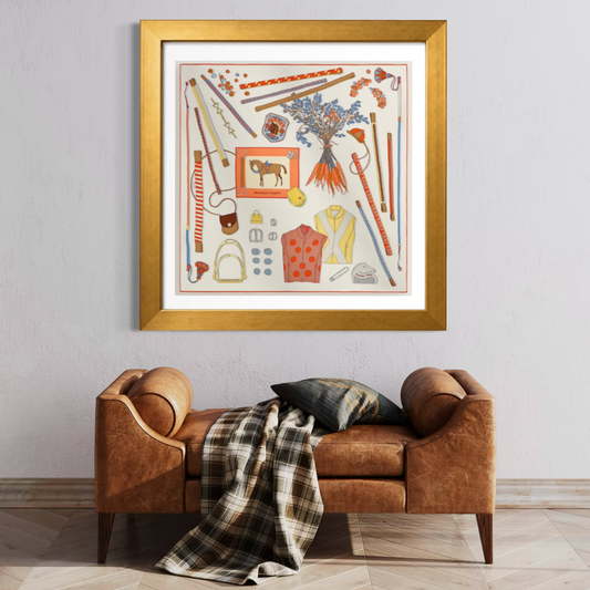 Hermes Promenade Coquette Framed Scarf 32"