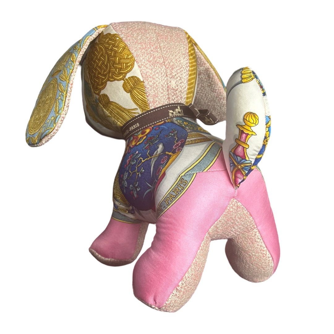 Qu'Importe le Flacon Vintage Silk Scarf Patchwork Puppy