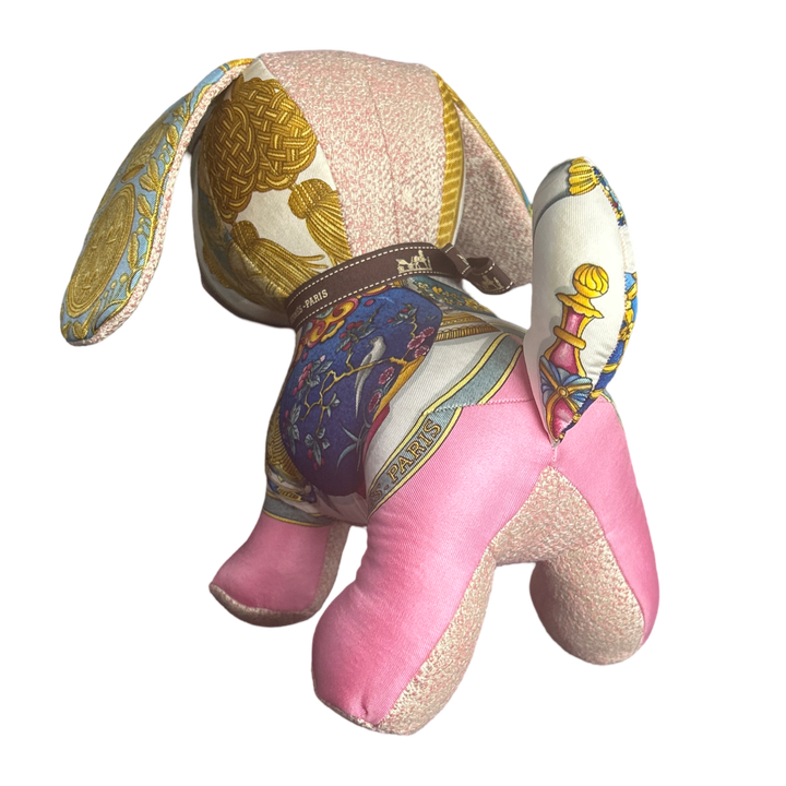 Qu'Importe le Flacon Vintage Silk Scarf Patchwork Puppy