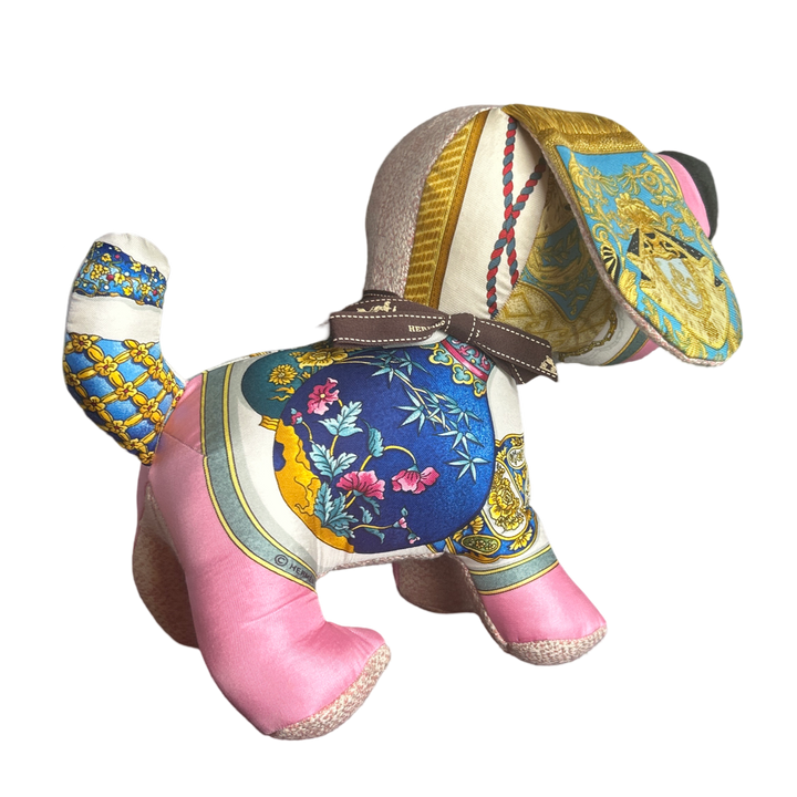 Hermes Qu'Importe le Flacon Scarf Patchwork Puppy at Vintage Luxe Up