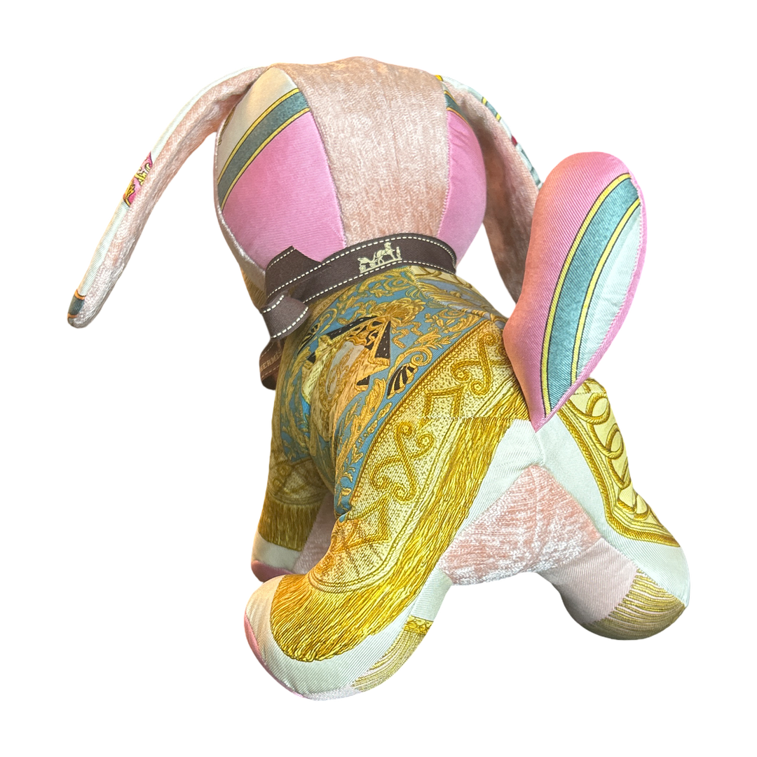 Poste et Cavalerie Vintage Silk Scarf Patchwork Puppy