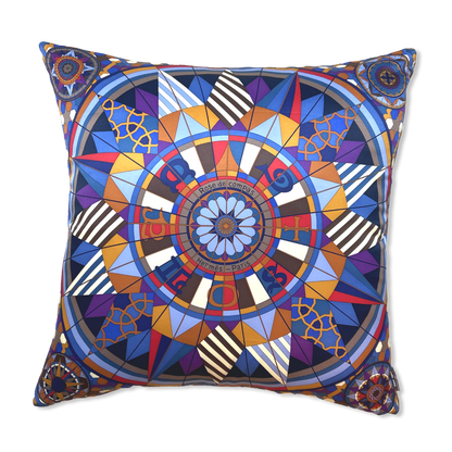 Rose de Compas Vintage Silk Scarf Pillow 24"