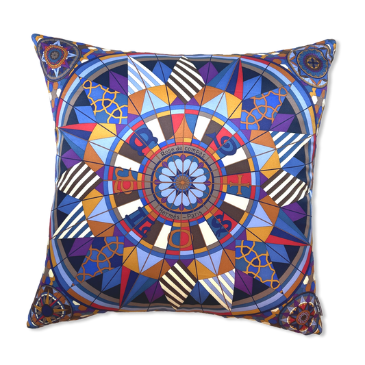 Rose de Compas Vintage Silk Scarf Pillow 24"