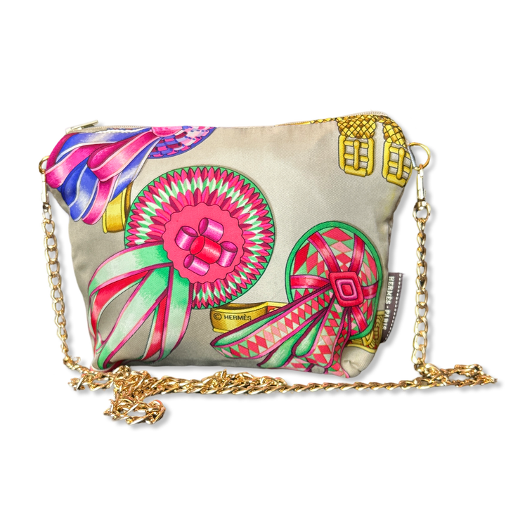 Rubans du Cheval Beige Vintage Silk Scarf Crossbody Bag