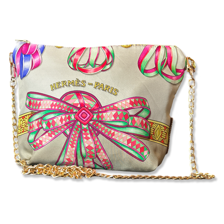 Rubans du Cheval Beige Vintage Silk Scarf Crossbody Bag