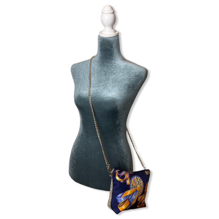 Rubans du Cheval Navy Vintage Silk Scarf Crossbody Bag