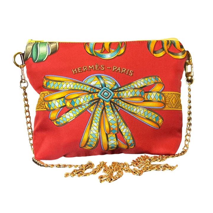 Rubans du Cheval Venetian Red Vintage Silk Scarf Crossbody Bag