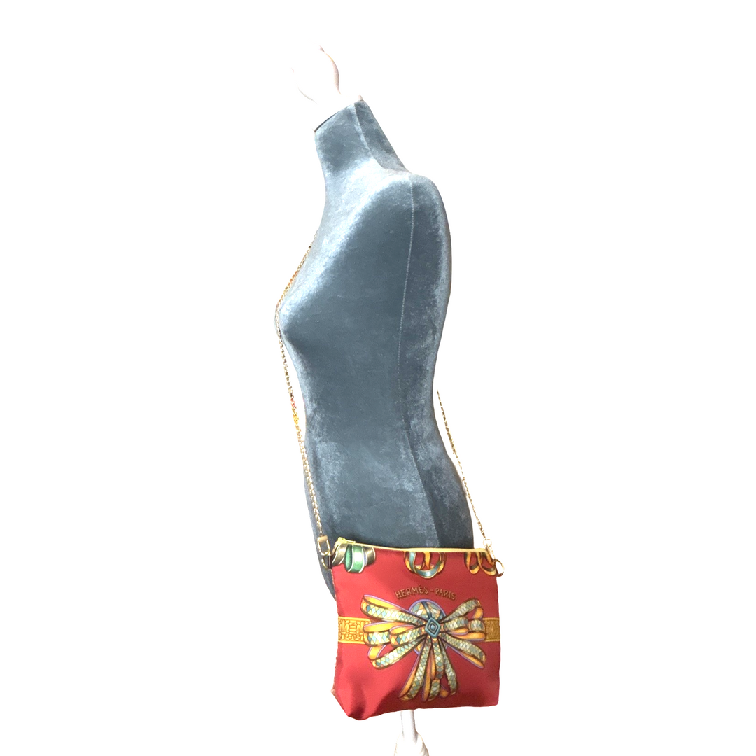 Rubans du Cheval Venetian Red Vintage Silk Scarf Crossbody Bag