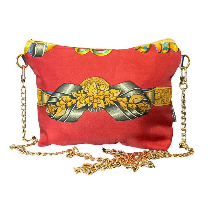 Rubans du Cheval Venetian Red Vintage Silk Scarf Crossbody Bag