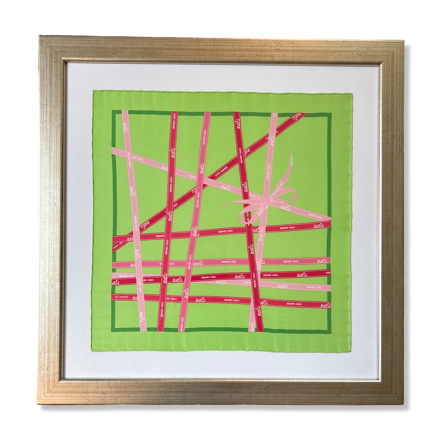 HERMES Bolduc Ribbon Scarf Framed Hermes Scarf exclusively at Vintage Luxe Up