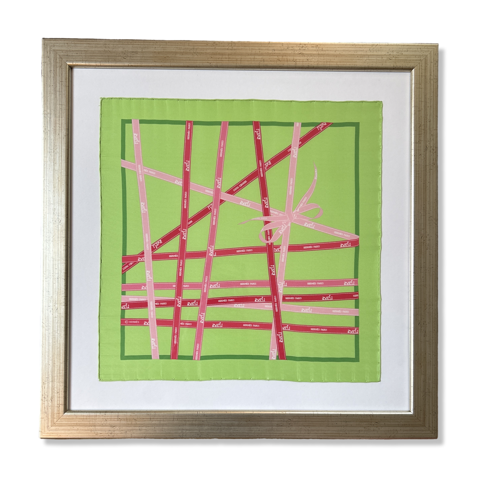 HERMES Bolduc Ribbon Scarf Framed Hermes Scarf exclusively at Vintage Luxe Up