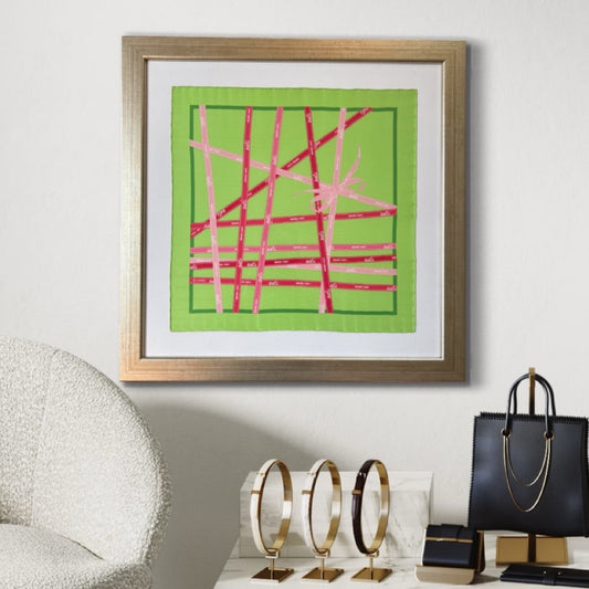 HERMES Bolduc Ribbon Scarf Framed Hermes Scarf exclusively at Vintage Luxe Up
