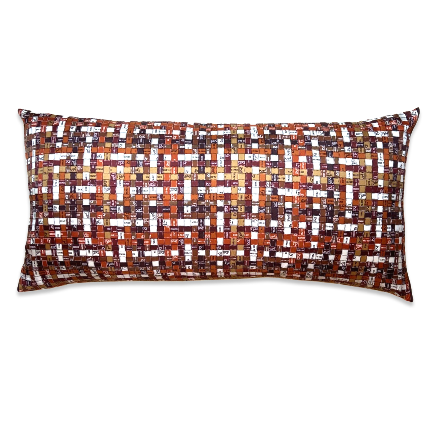 Vintage Hermes Pillow Bolduc au Carré Vintage Silk Scarf Lumbar Pillow 35" at Vintage Luxe Up
