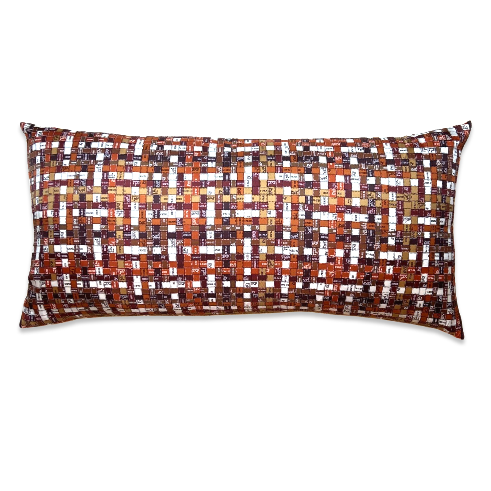 Vintage Hermes Pillow Bolduc au Carré Vintage Silk Scarf Lumbar Pillow 35" at Vintage Luxe Up