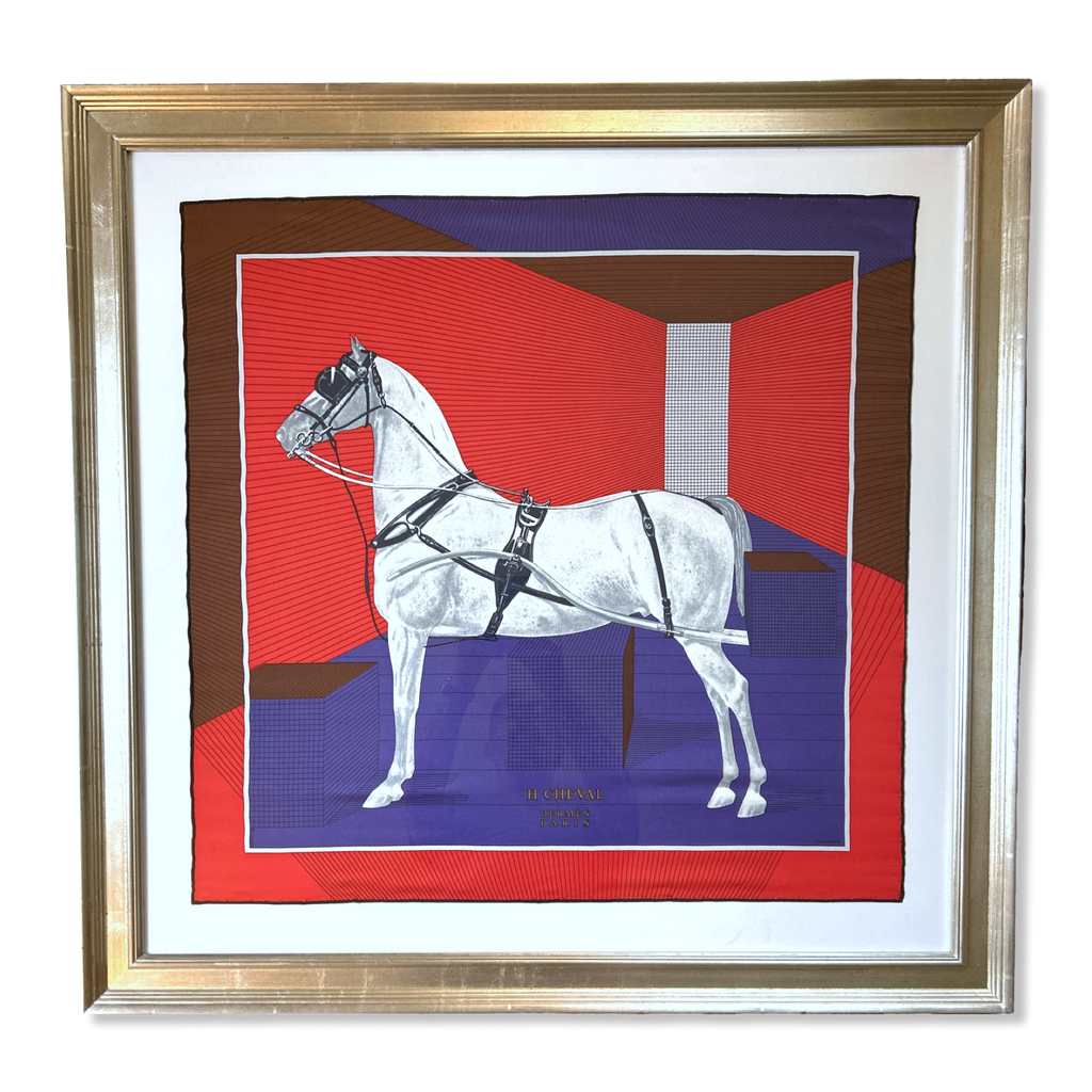 Hermes H Cheval Scarf Framed Hermes Scarf exclusively at Vintage