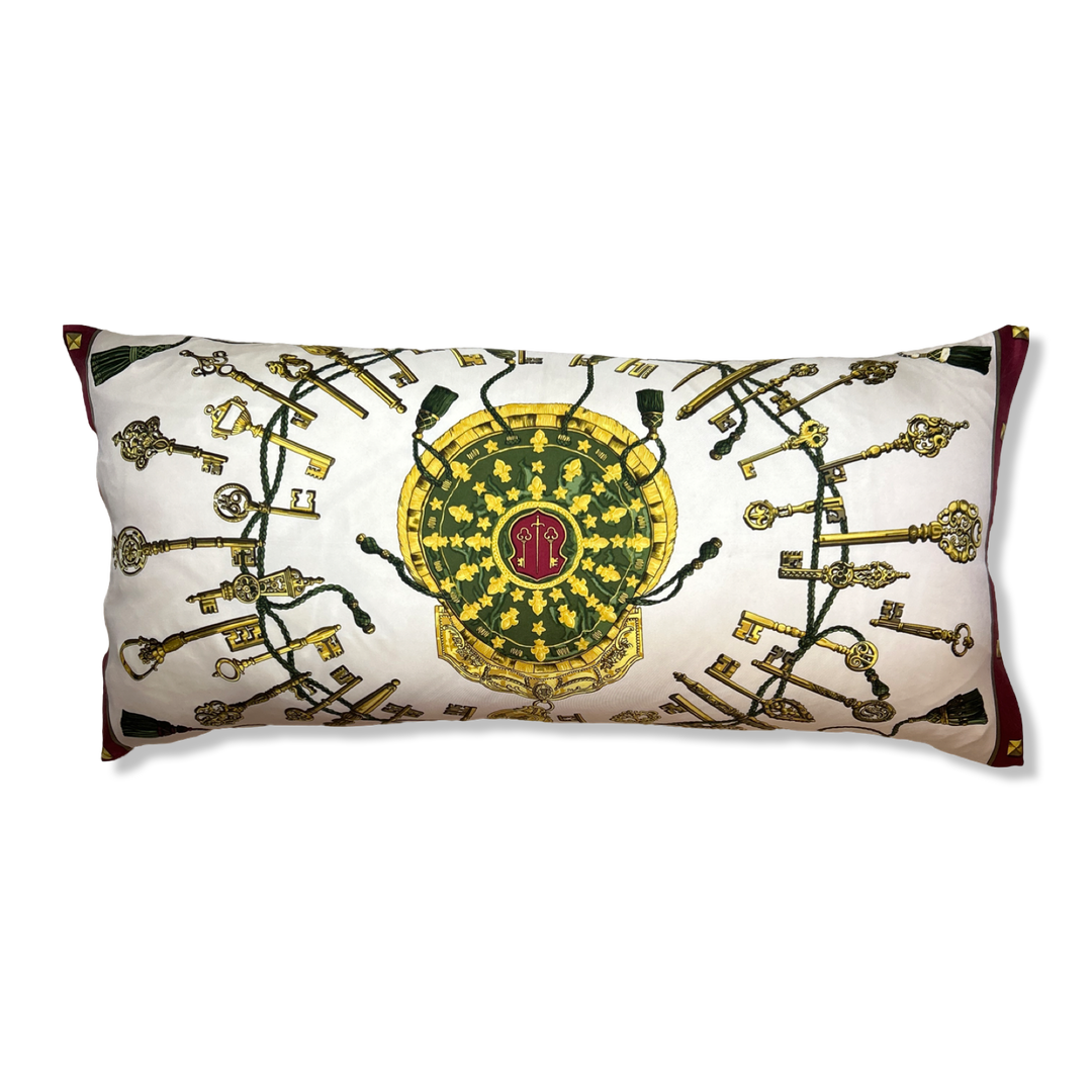 Les Clés Silk Scarf Lumbar Pillow 35"