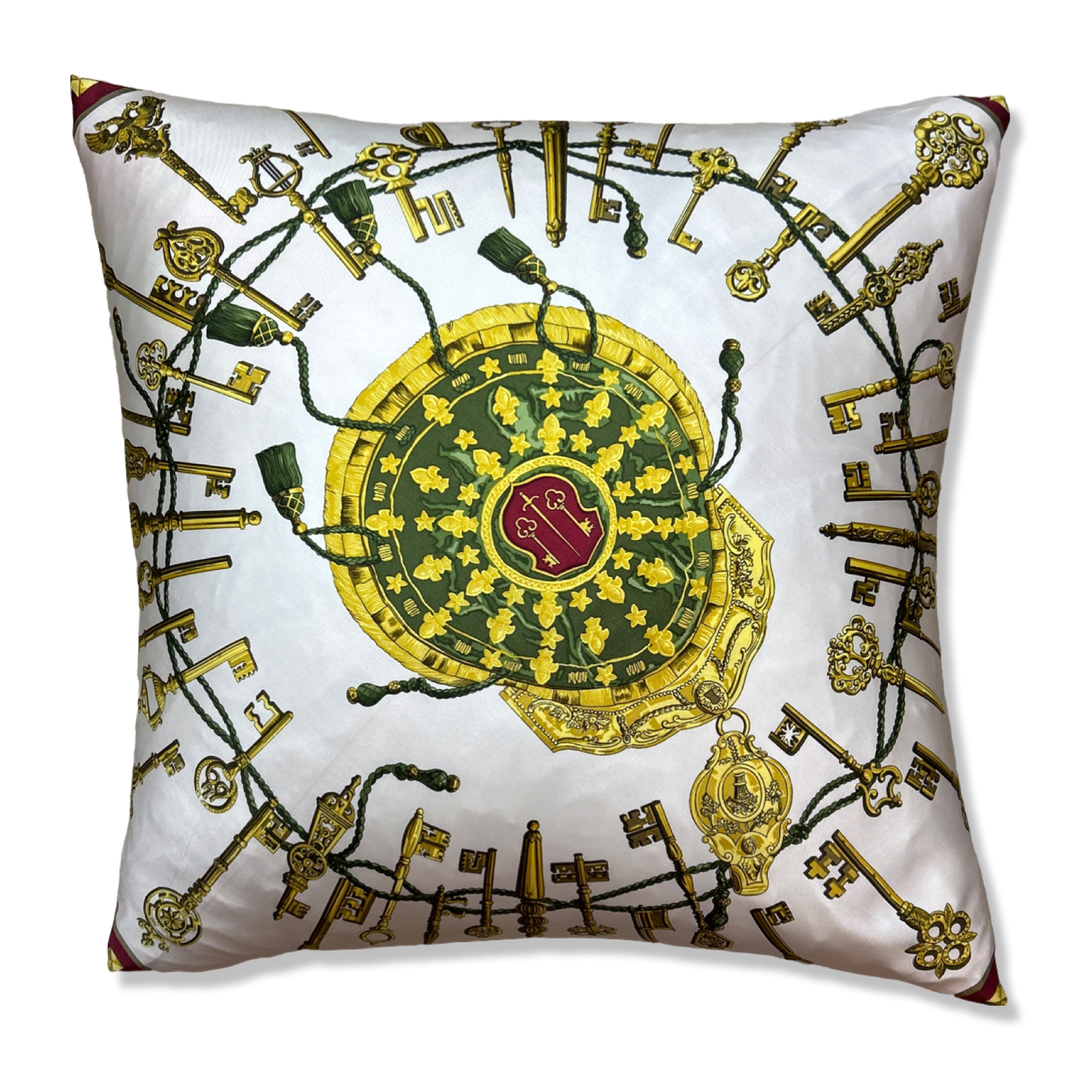 HERMES Les Cles Scarf Pillow Throw Pillow 