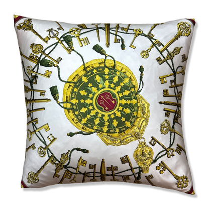 HERMES Les Cles Scarf Pillow Throw Pillow 