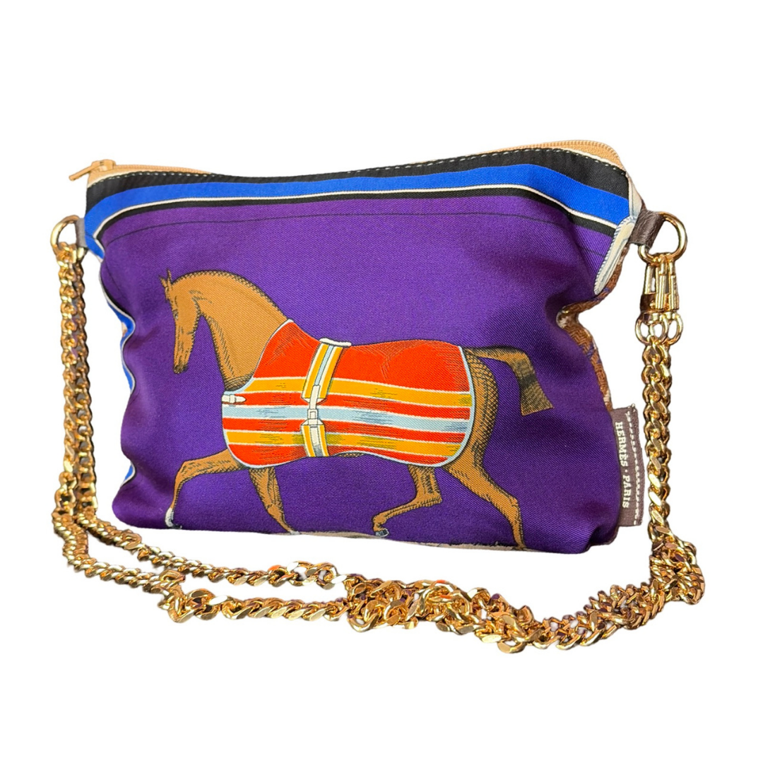 Couvertures et Tenues du Jour Purple Vintage Scarf Crossbody Bag