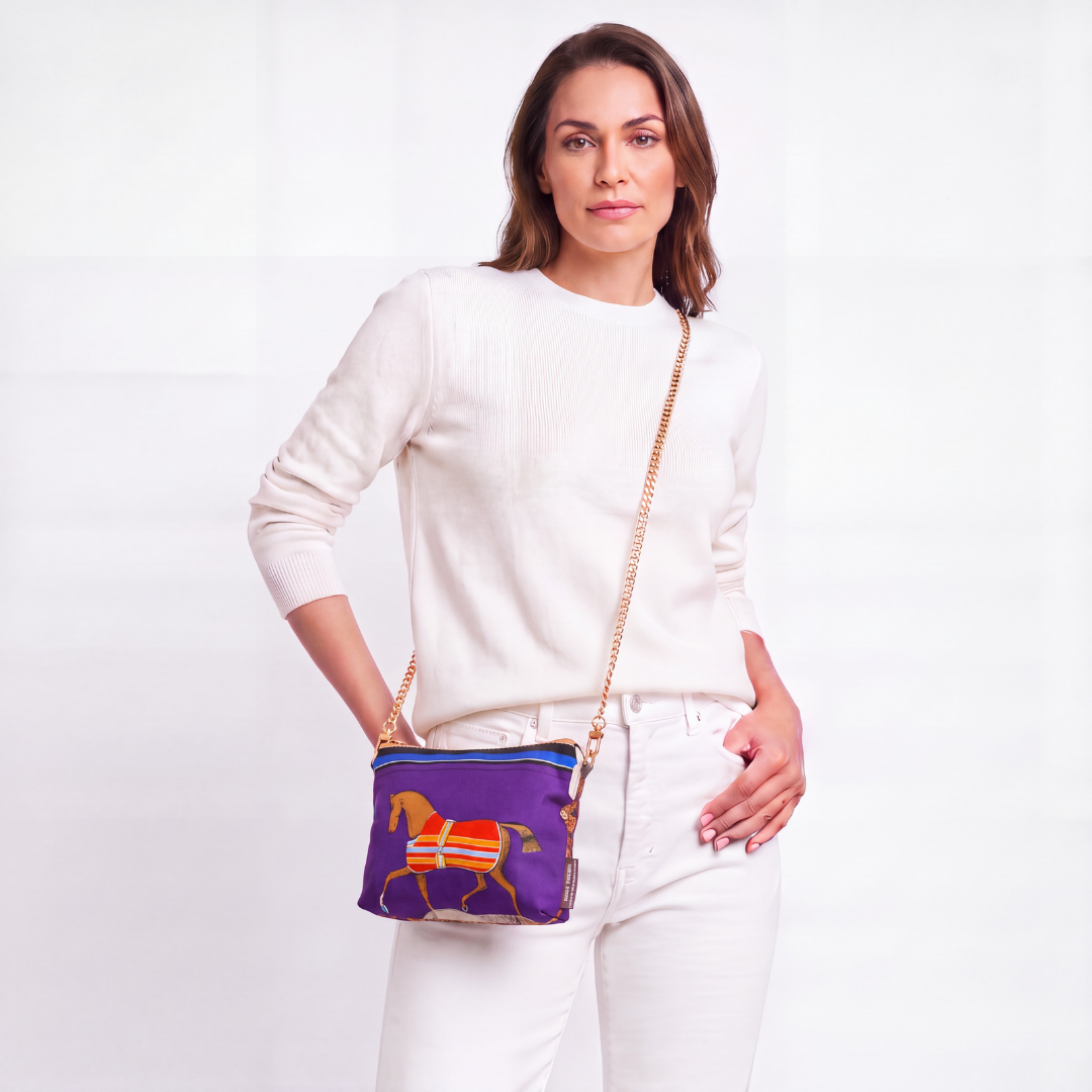 Couvertures et Tenues du Jour Purple Vintage Scarf Crossbody Bag