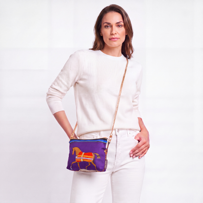 Couvertures et Tenues du Jour Purple Vintage Scarf Crossbody Bag