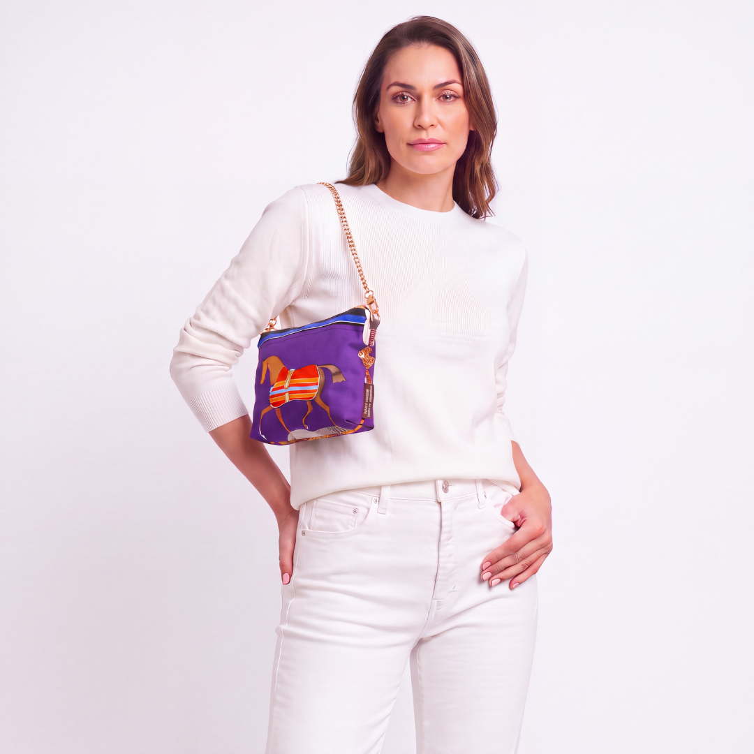 Couvertures et Tenues du Jour Purple Vintage Scarf Crossbody Bag