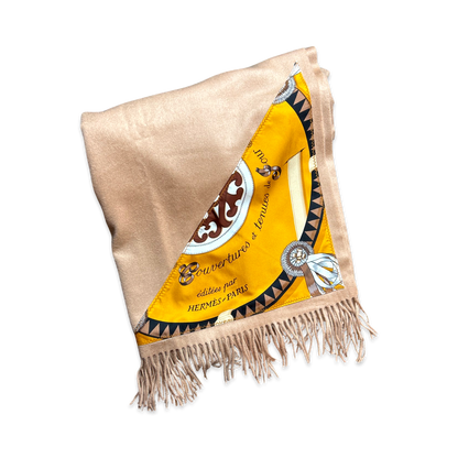 Vintage Hermes Blanket Couvertures et Tenues du Jour Vintage Silk Scarf & Cashmere Throw Blanket at Vintage Luxe Up
