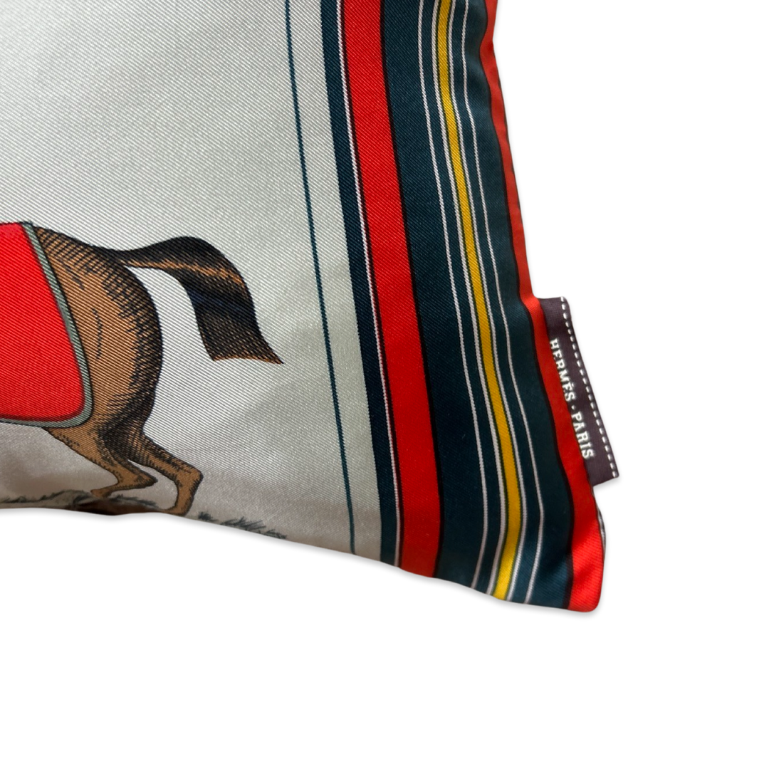 Couvertures et Tenues du Jour Multicolor Celadon Vintage Silk Scarf Lumbar Pillow 35"