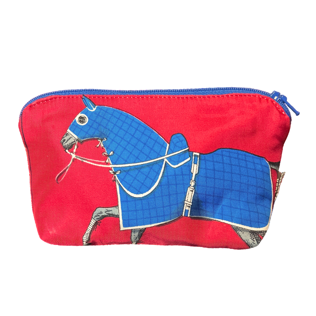 Couvertures et Tenues du Jour Red Vintage Silk Scarf Beauty Bag