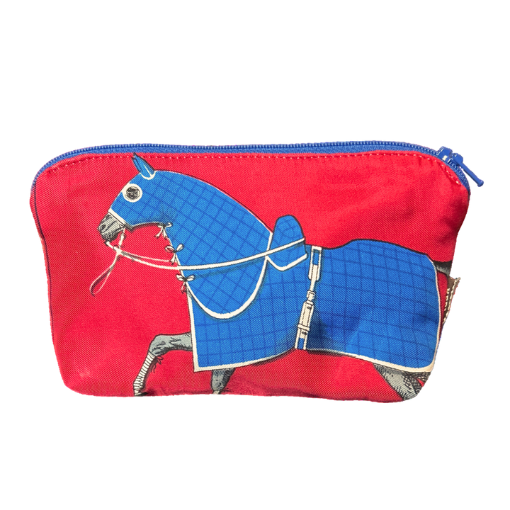 Couvertures et Tenues du Jour Red Vintage Silk Scarf Beauty Bag