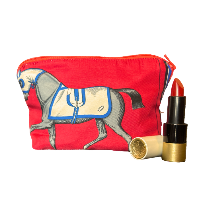 Couvertures et Tenues du Jour Red Vintage Silk Scarf Beauty Bag