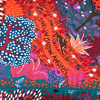 Dans Un Jardin Anglais Vintage Silk Scarf Lumbar Pillow 35"