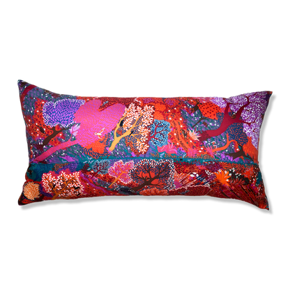 Dans Un Jardin Anglais Vintage Silk Scarf Lumbar Pillow 35"