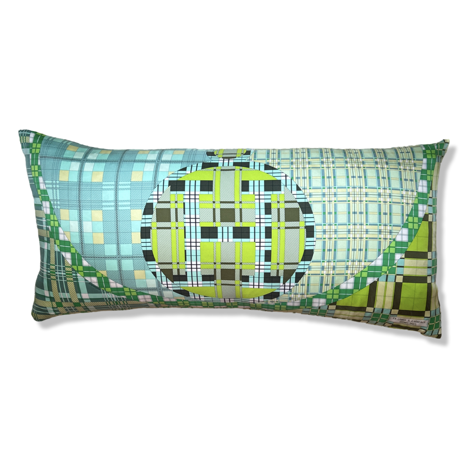 HERMES Ex Libris a Carreaux Vintage Scarf Pillow Throw Pillow 